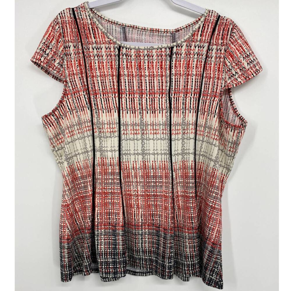 W5 Womens Black Red Pink Fitted Short Sleeve Stretchy Blouse NEW Size Medium